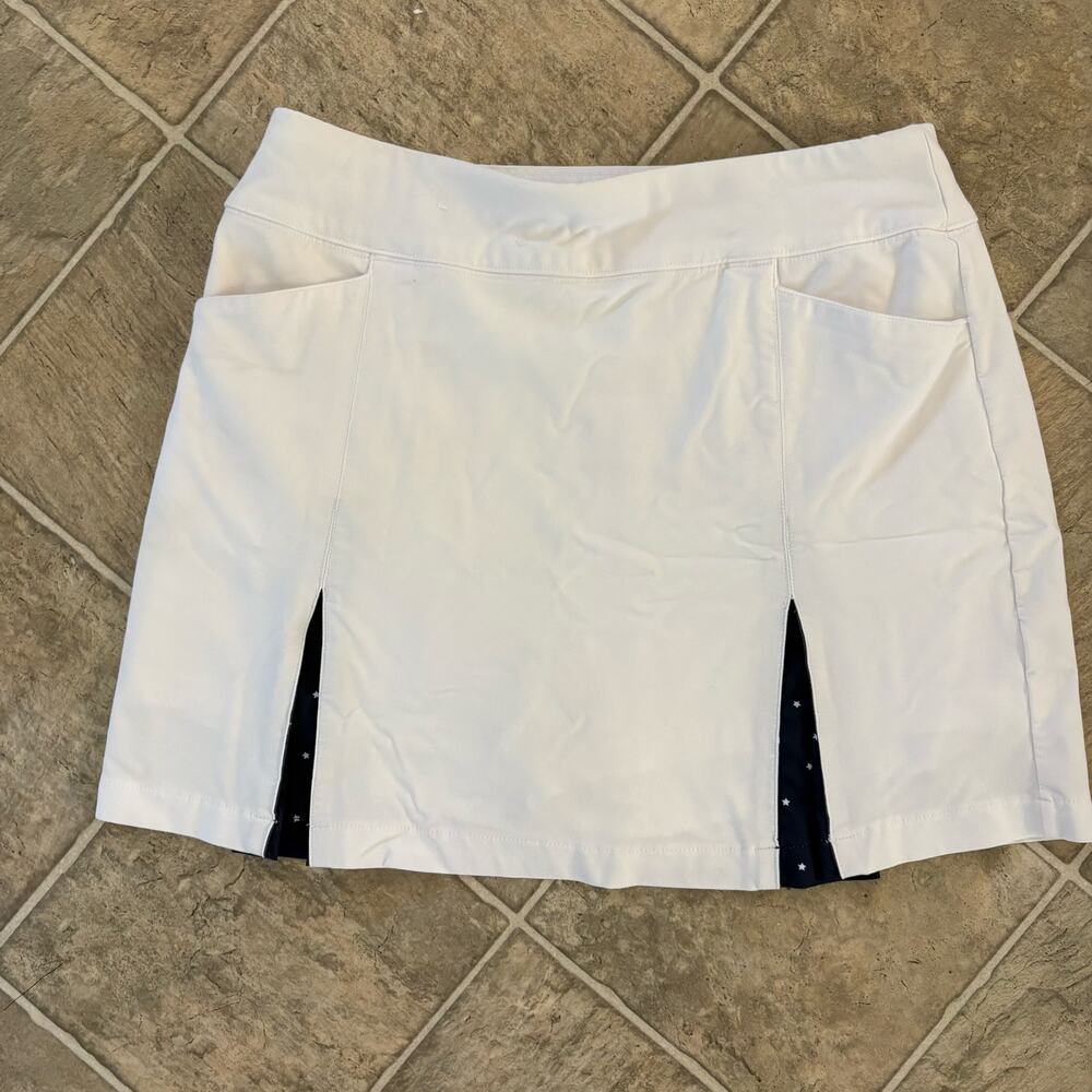 Lady Hagan White Golf Skirt Size Large Navy Stars